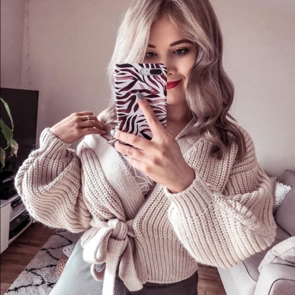 ZARA KNIT CROPPED BELTED CARDIGAN NWT - Picture 8 of 16